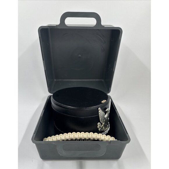 Vintage Marching Band Hat Medium Black Pluribus Eagle Costume Shako Maker w/Case - Picture 9 of 13